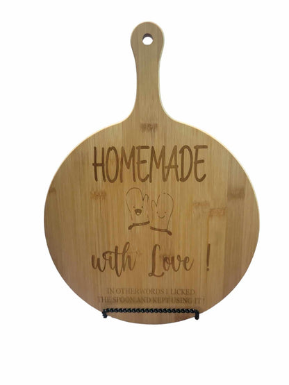 Homemade with Love sassy Round Bamboo cutting board